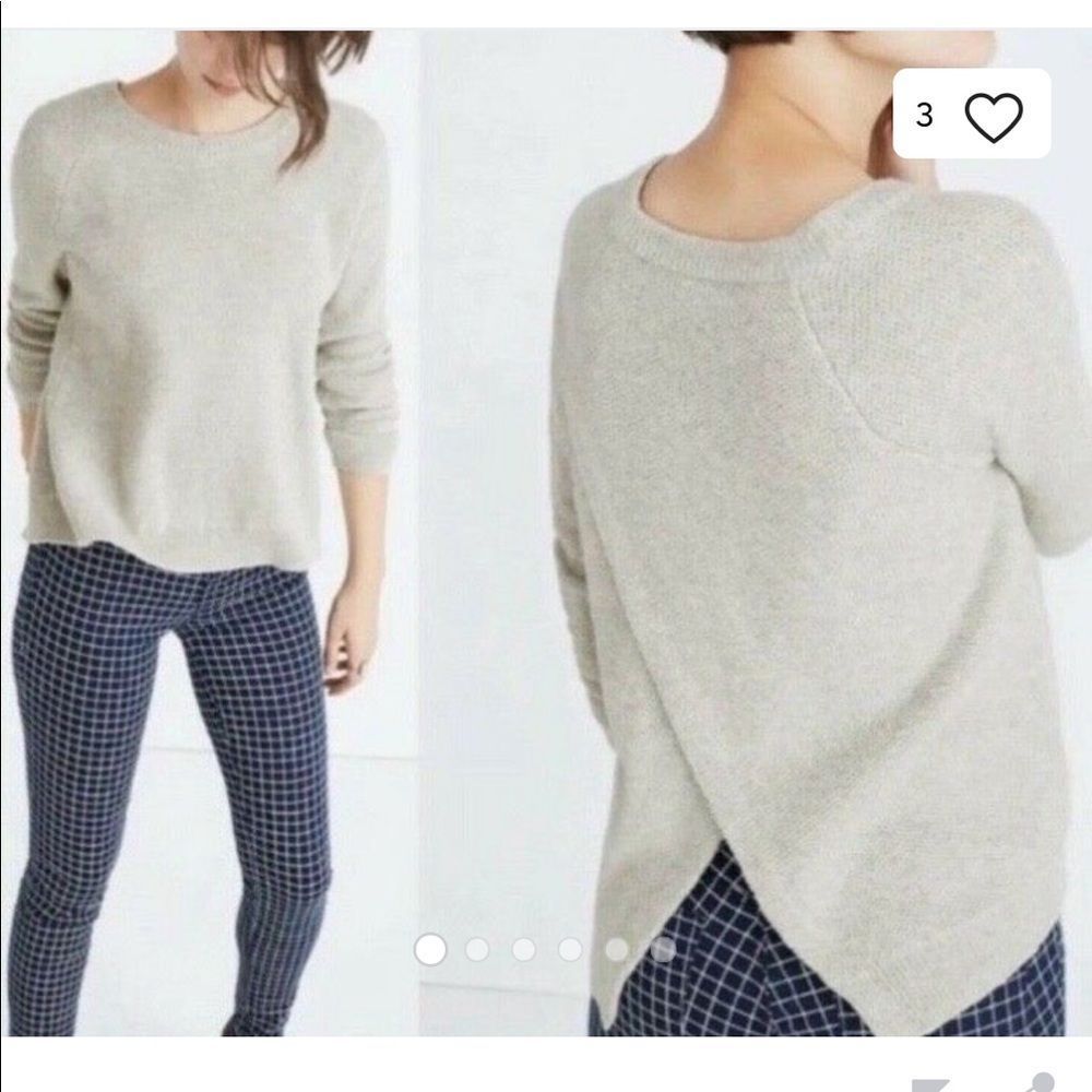 Green Madewell waffle knit cross open back sweater